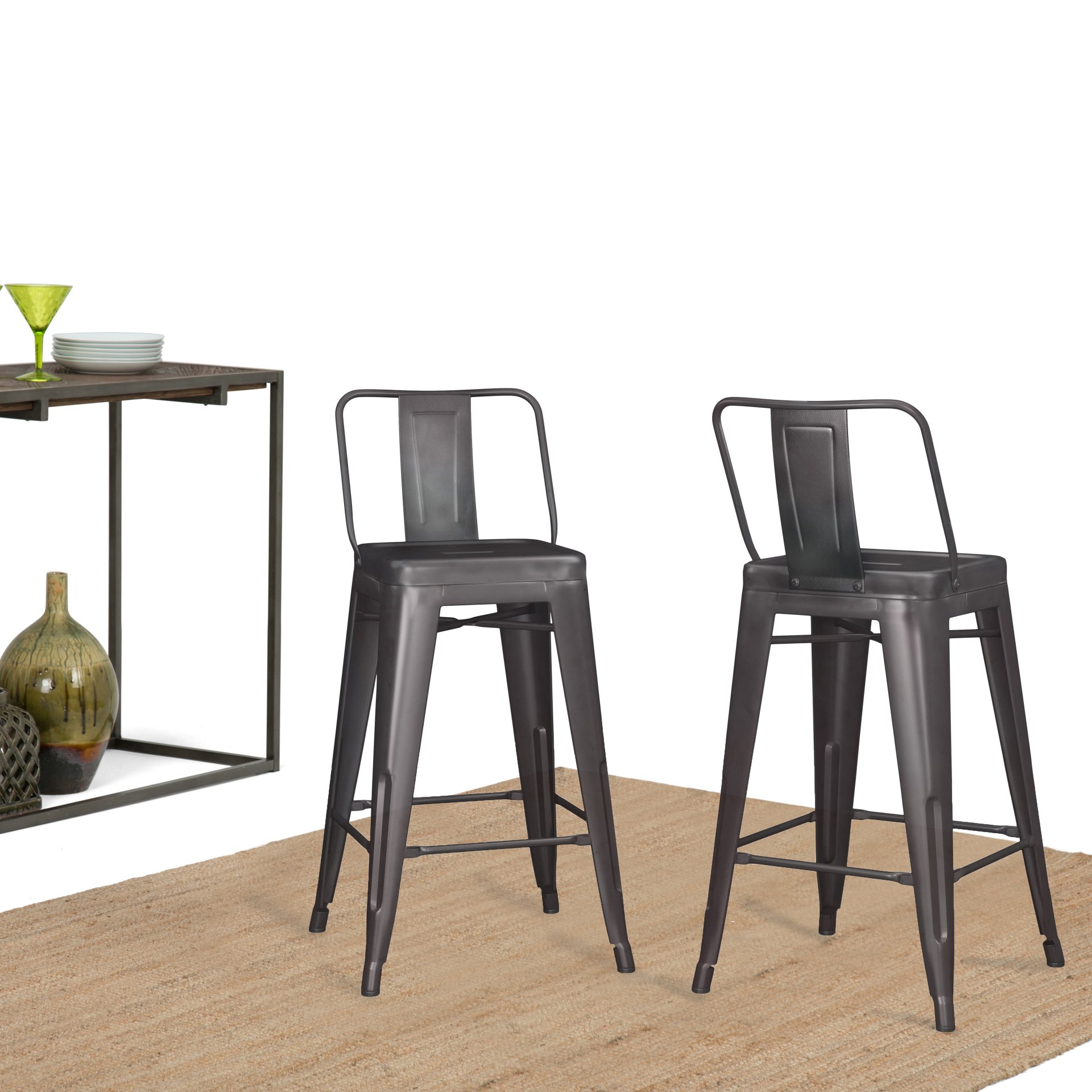 Rayne - Metal Counter Height Stool (Set of 2) - Gunmetal Gray - Image 8
