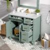 36" Bathroom Vanity With Sink, Soft Close Doors, And Storage Drawers - Green - Image 8