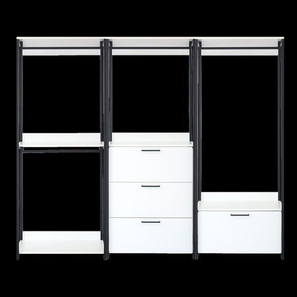 Fiona - Freestanding Walk In Wood Closet System, Metal Frame Melamine - White