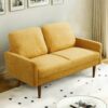 Loveseat Sofa, European Style With Sleek Design, Modern & Vintage Flair, Upholstered 2 Seater Couch - Mustard Yellow - Image 5