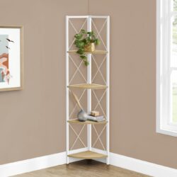 Bookshelf, Bookcase, Etagere, Corner, 4 Tier, Office, Contemporary & Modern - Natural