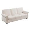 Soft Sofa, Upholstered 3 Seater Couch, Loose Back Cushions And Turned Legs - Ivory - Image 4
