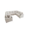 Convertible U Shaped Sectional Sofa With Pull Out Bed And USB Ports Chenille - Beige - Image 6