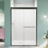 Semi Frameless Double Sliding Shower Door - Black - Image 2