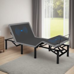 Twin Long Size Adjustable Bed Frame With Massage, Head & Foot Incline, LED Night Light, Wireless Remote - Gray