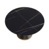 Round Modern Artificial Stone Carbon Steel Base Dining Table, Can Accommodate 6 People - Black - Image 10