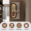 Adjustable LED Sandstone Wall Decor With Simulated Plants 3D Art Sculpture, Glass Vase & Rabbit Statue, Remote Control - Light Coffee - Image 12