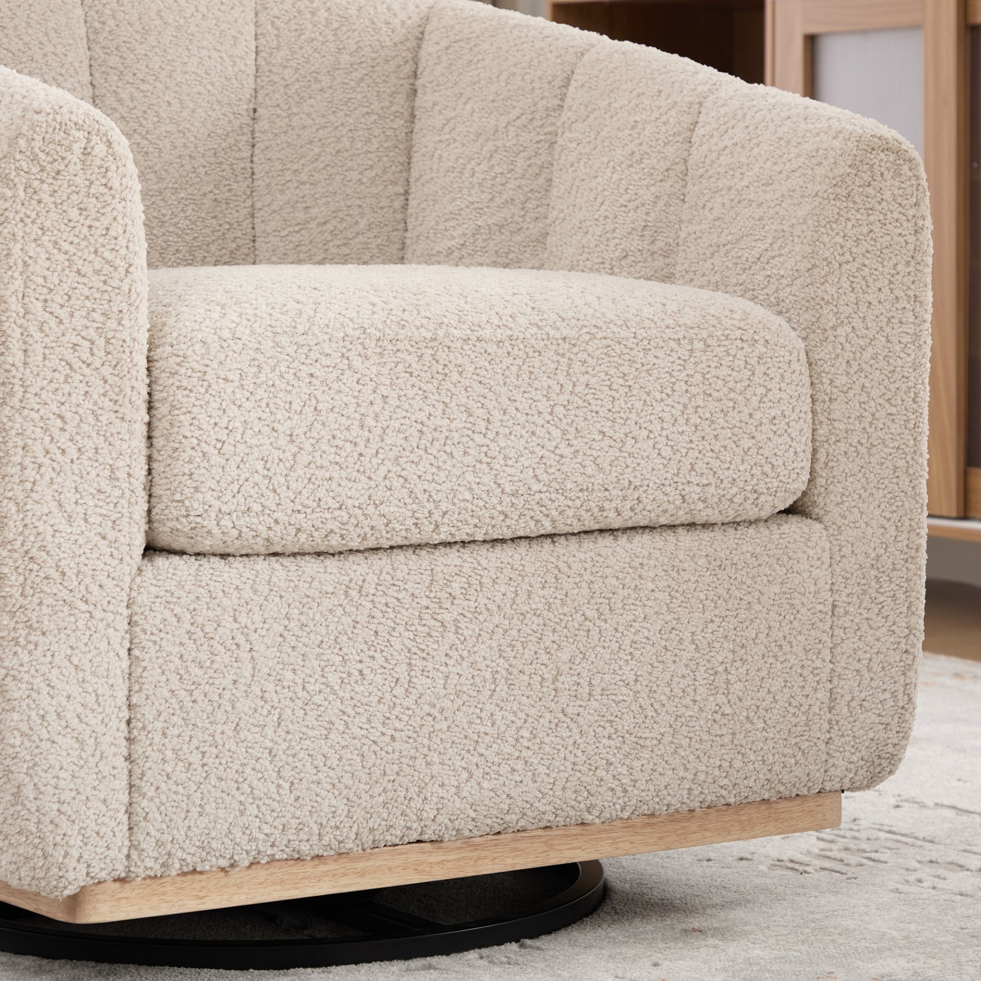 360° Swivel Pumpkin Shape Club Armchair - Wheat - Image 13