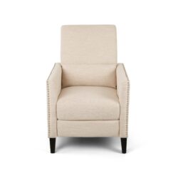 Kiersten - Contemporary Fabric Pushback Recliner - Beige