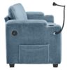 Corduroy Sleeper Sofa Loveseat Sofa With Full Size Mattress, 2 USB Ports, 2 Cup Holders, 2 Side Pockets And A Phone Holder For Living Room - Navy Blue - Image 17