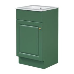 18" Bathroom Vanity With Sink, & Ceramic Cabinet With Adjustable Shelf - Green