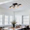 6 Light Crystal Ceiling Light For Dining Room, Modern Ceiling Lamp With Light Fixture For Farmhouse Entryway Living Room (6*G9 Bulbs Included) - Matte Black - Image 12