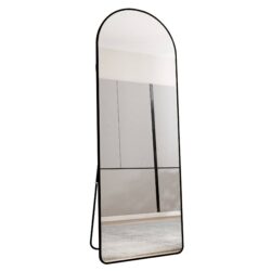 Arched Floor Mounted Full Length Mirror For Bathroom And Bedroom - Black