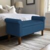 Upholstered Storage Bench With Rolled Armrests - Blue - Image 4