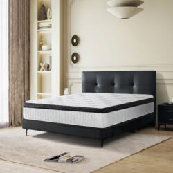 12" Queen Size Hybrid Mattress Individual Pocket Spring 7 Zoned Memory Foam Breathable Cool Knitted Cover - White