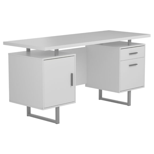 2 Drawer Computer Desk High Gloss Home Office - White