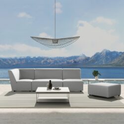 Cleo - Modular Upholstered Patio Ottoman Axroma Olefin - Light Gray
