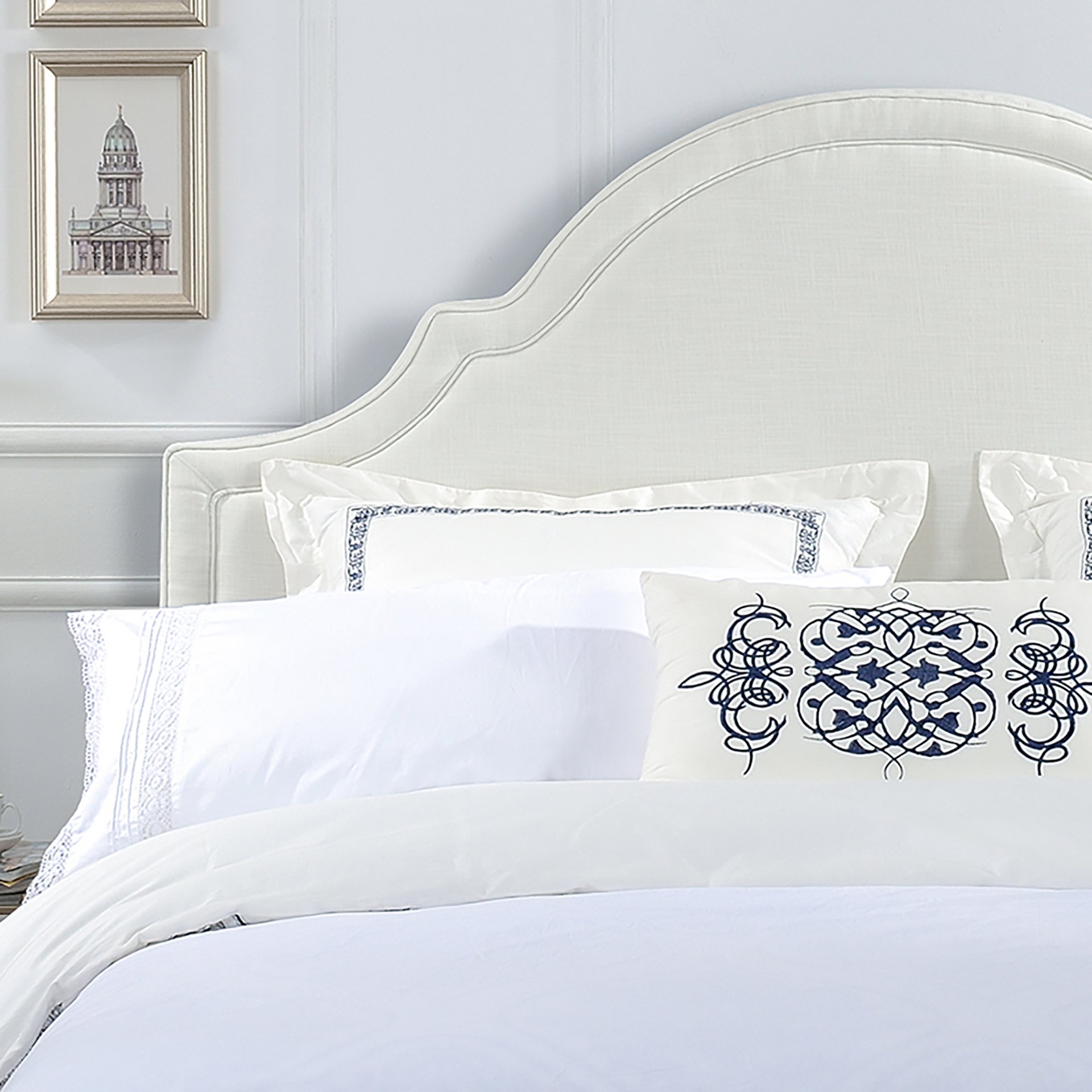 Catherine - Upholstered King Headboard - Antique White - Image 7