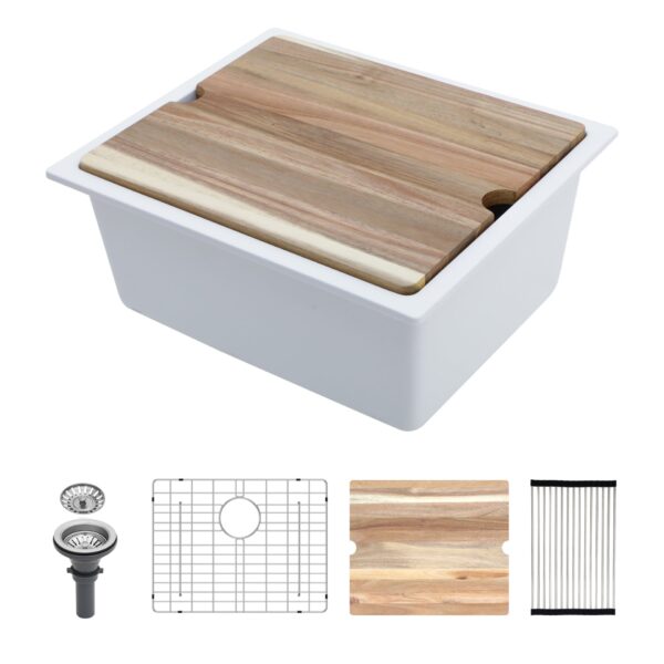Workstation Undermount Kitchen Sink - White