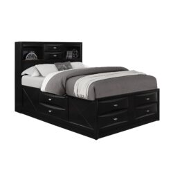 Lucille - 5 Piece Full Bedroom Set With Storage Drawers And Bookcase Headboard - Black