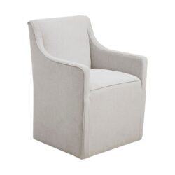 Upholstered Dining Arm Chair With Casters - Light Gray