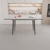 Modern Extendable Dining Table And Chair Set With Top And Metal Base, Table And Chairs For 2 - 6 People - Beige / White - Image 9