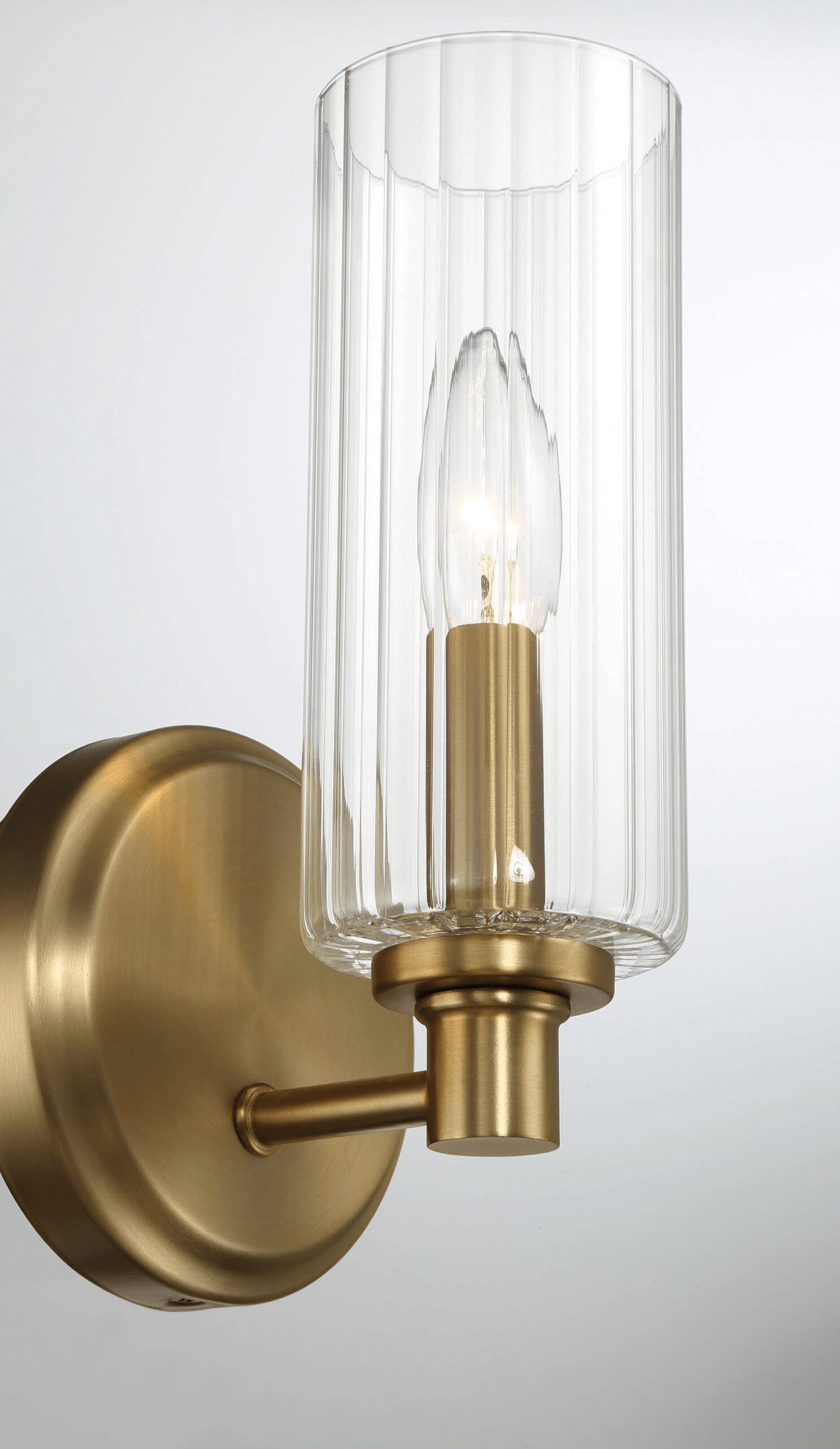 Jardin - Single Light Wall Sconce With Clear Ribbed Satin - Clear / Gold - Image 5