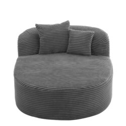 Chaise Lounge Sofa Boneless Couch With Pillows, Sofa Bed - Gray