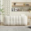 Cozy Beanbag Chair With High Resilience Foam Core For 2 - Beige - Image 12