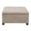 Aspen - Soft Close Storage Ottoman Sand Square Design - Sand - Image 5