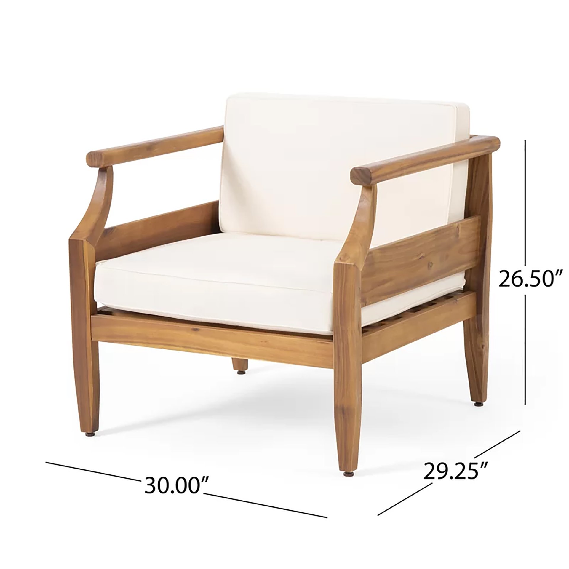 Alluvion - 4 Piece Wood Outdoor Patio Conversation Set With Cream Cushions - Teak / Beige - Image 4