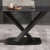 63" Artificial Stone Black Curved Black Metal Leg Dining Table - Black - Image 5