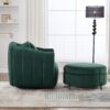 Oversized Swivel Barrel Accent Chair And Ottoman Set With Storage - Green - Image 6