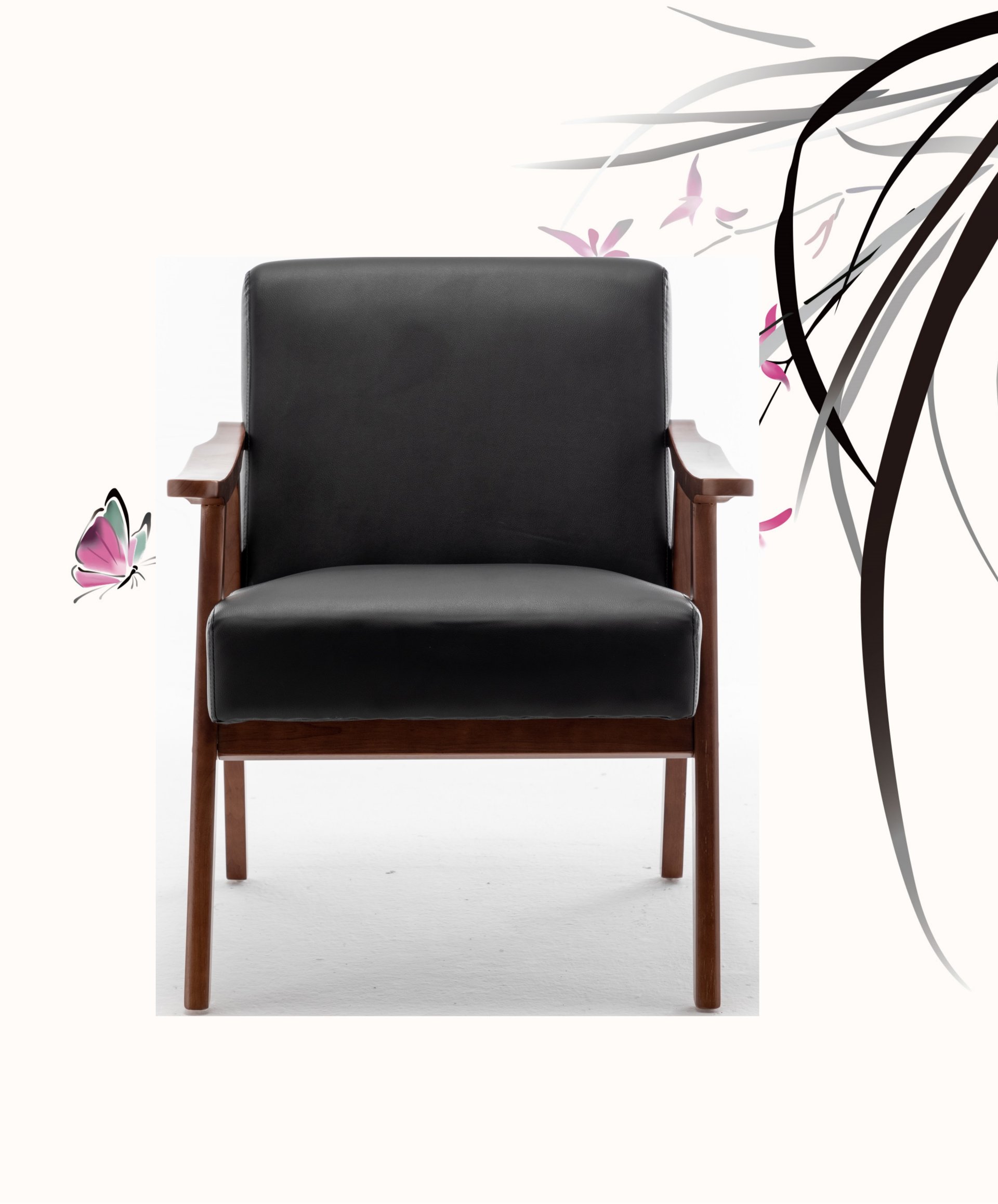 Accent Chair, Classic, Mid Century Modern For Extra Seating - Black - Image 5