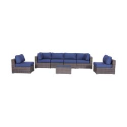7 Piece Sectional Set With Cushions Wicker And - Brown