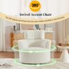 360 Degree Swivel Accent Barrel Chair With Adjustable Headrest Berber Fleece For Living Room, Bedroom, Office - Cream - Image 5