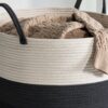 Cotton Round Laundry And Storage Basket With Sturdy Handles - Gray / White - Image 7