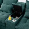 Upholstered U Shaped Sofa With Console And Cupholders Fabric, 6 Seat Sleeper Couch Set With Chaise - Green - Image 12