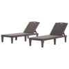 2 Piece Outdoor Chaise Lounges With Adjustable Backrest, Polypropylene - Dark Brown - Image 5
