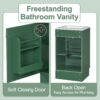 18" Bathroom Vanity With Sink, & Ceramic Cabinet With Adjustable Shelf - Green - Image 7