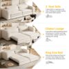 King Size Sleeper Sofa Bed, Pull Out Sofa Bed, 3 In 1 Convertible Sleeper Sofa, 3 Seat Couch With 2 Lumbar Pillows For Living Room - Beige - Image 12