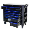 12 Layer Drawer Multi Purpose Tool Cart With Wheels And Iron Top - Black / Blue - Image 5