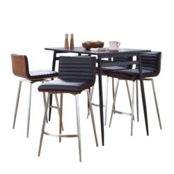 Marcel Mason - 5 Piece Swivel Contemporary Counter Height Dining Set - Black / Walnut / Black