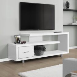 TV Stand, Console, Media Entertainment Center, Storage Cabinet, Elegant Design, Modern - White