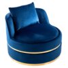 360 Degree Swivel Accent Chair With Seat Cushion, Over Sized Upholstered Barrel Chair - Blue - Image 10