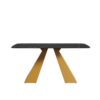 63" Artificial Stone Black Curved Golden Metal Leg Dining Table, 6 People - Black / Gold - Image 5