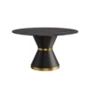 Round Modern Artificial Stone Carbon Steel Base Dining Table, Can Accommodate 6 People - Black - Image 9