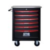 6 Drawer Multifunctional Tool Cart With Wheels, Metal Rolling Tool Cart Storage For Garage Workshop Warehouse Repair Shop With Stainless Steel Roof - Black / Red - Image 13