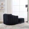 Oversized Swivel Barrel Accent Chair And Ottoman Set With Storage - Black - Image 5