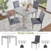 5 Pieces Wooden Dining Table Set, Kitchen Table Set With A Square Table And 4 Upholstered Chairs - Silver Gray - Image 9